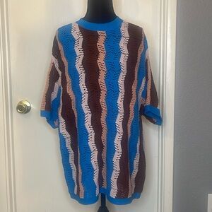 Asos Design Knit top blue tan and brown size XS